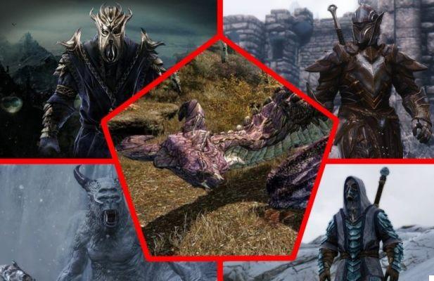 Personagens e inimigos no jogo Skyrim