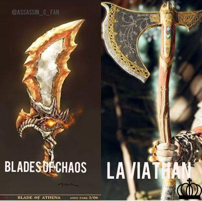 Comparação entre o Machado Leviatã e as Espadas do Caos em God of War