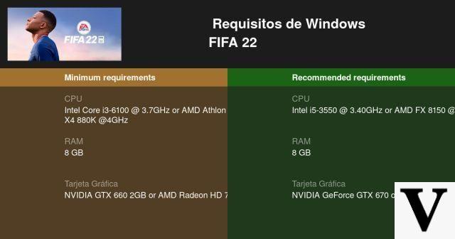 Peso do jogo FIFA 22 e requisitos do sistema